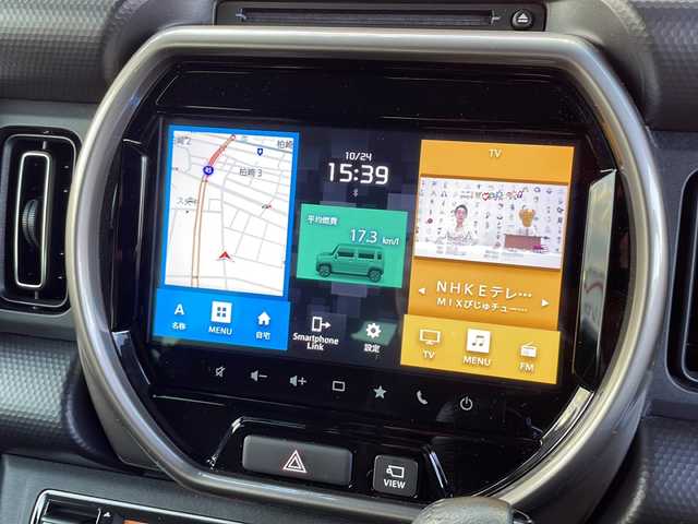 スズキ ハスラー Jスタイル Ⅱ ターボ 青森県 2023(令5)年 2.6万km オフブルーメタリック/ガンメタリック2トーンルーフ 4WD・ターボ/純正9インチナビ・フルセグTV/全方位モニター/CD・DVD・Bluetooth/前席シートヒーター/セーフティサポート/デュアルカメラブレーキサポート/アダプティブクルーズコントロール/ハイビームアシスト/車線逸脱抑制機能/リアパーキングセンサー/パドルシフト/ビルトインETC/シートバックテーブル/純正フロアマット/LEDヘッドライト/LEDフォグランプ/純正15インチアルミ/ルーフレール/プッシュスタート/スマートキー