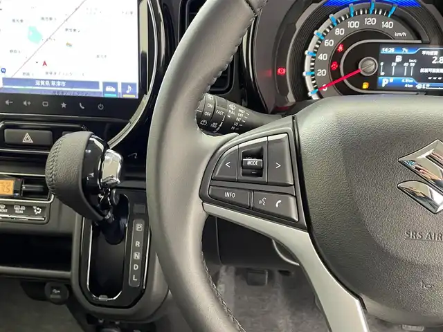 スズキ ハスラー HYBRID X 滋賀県 2025(令7)年 0.1千km デニムブルー ガンメタリック 2トーン 純正9インチナビ/　・フルセグTV・Bluetooth・applecarplay・androidauto/　・CD・DVD/全方位モニター/スズキセーフティサポート/スズキコネクト対応通信機装着車/シートヒーター/リアソナー/オートハイビーム/LEDヘッドライト/スマートキー