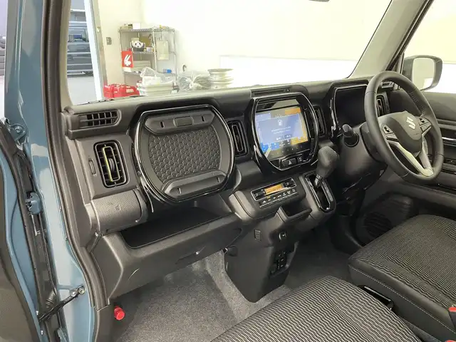 スズキ ハスラー HYBRID X 滋賀県 2025(令7)年 0.1千km デニムブルー ガンメタリック 2トーン 純正9インチナビ/　・フルセグTV・Bluetooth・applecarplay・androidauto/　・CD・DVD/全方位モニター/スズキセーフティサポート/スズキコネクト対応通信機装着車/シートヒーター/リアソナー/オートハイビーム/LEDヘッドライト/スマートキー