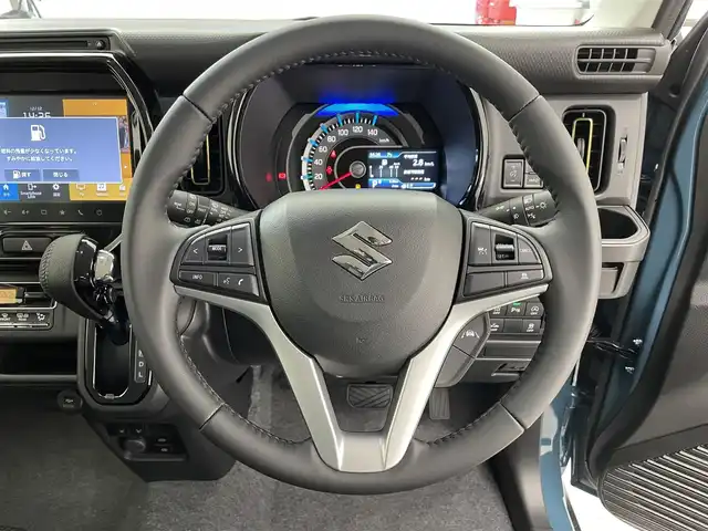 スズキ ハスラー HYBRID X 滋賀県 2025(令7)年 0.1千km デニムブルー ガンメタリック 2トーン 純正9インチナビ/　・フルセグTV・Bluetooth・applecarplay・androidauto/　・CD・DVD/全方位モニター/スズキセーフティサポート/スズキコネクト対応通信機装着車/シートヒーター/リアソナー/オートハイビーム/LEDヘッドライト/スマートキー