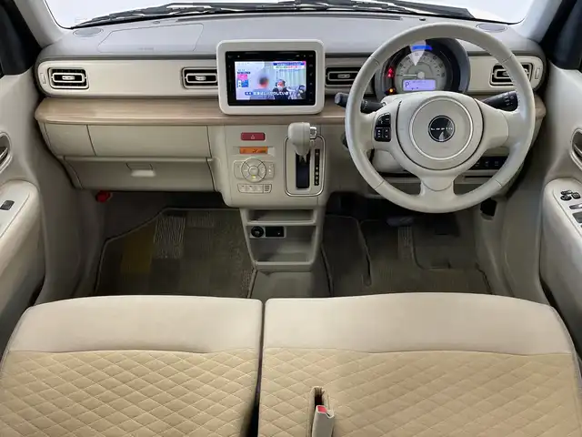 スズキ ラパン X 新潟県 2015(平27)年 2.6万km シフォンアイボリーメタリック 禁煙車/登録時走行距離：25786km/メーカーオプション純正ナビ/CD/フルセグTV/Bluetooth/AUX/全方位カメラ/バックカメラ/前後ドライブレコーダー/ETC/衝突被害軽減システム/横滑り防止装置/HIDヘッドライト/運転席シートヒーター/エンジンスタートボタン/スマートキー/純正フロアマット/純正14インチアルミホイール