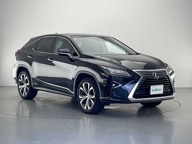 レクサス ＲＸ 450h バージョンL 長野県 2017(平29)年 7.7万km グラファイトブラックガラスフレーク 4WD/純正メモリナビ/（フルセグTV/DVD/BD/CD/BL)/パノラミックビューモニター/ムーンルーフ/ドラレコ（前後）/ブラウンレザーシート/パワーシート（全席）/メモリーシート（前席）/シートヒーター（全席）/エアシート（前席）/レーダークルーズコントロール/RCTA/PCS/BSM/ICS/クリアランスソナー/TVキャンセラー/電動リアゲート/ビルトインETC2.0/３眼LEDヘッドライト/オートマチックハイビーム/ステアリングヒーター/純正アルミホイール/純正マット/スマートキー