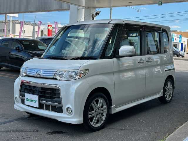 ダイハツ タント カスタム RS 道東・釧路十勝 2011(平23)年 5.7万km パールホワイトⅢ ワンオーナー/ターボ/純正メモリーナビ/  (DVD/CD/フルセグTV)/バックカメラ/片側パワースライドドア/HIDヘッドライト/社外LEDフォグライト/ETC/ウィンカーミラー/電動格納ミラー/ベンチシート/純正フロアマット/純正ドアバイザー/スマートキー/スペアキー/ディーラー記録簿 H26/28/30/R1/2/4/6/取扱説明書/保証書/冬タイヤ積み込み/  (155/65/R14、2mm、社外AW)