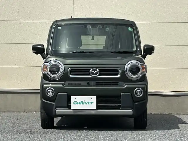 マツダ フレア クロスオーバー ハイブリッドXT 茨城県 2021(令3)年 5.7万km クールカーキパールメタリック 社外メモリナビ（型番：CN-RA07WD）/　　（AM/FM/BT)/フルセグテレビ/全方位カメラ/ETC/プッシュスタート/前後ドライブレコーダー（型番：DRV-MR450）/クリアランスソナー/純正フロアマット/純正ドアバイザー/スズキセーフティサポート/・デュアルセンサーブレーキサポートII/・誤発進抑制機能/・車線逸脱抑制機能/・車線逸脱警報機能/・ふらつき警報機能/・低速時ブレーキサポート/・発進お知らせ機能/・標識認識機能/・ハイビームアシスト