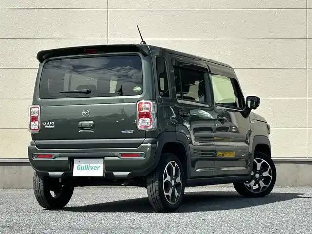 マツダ フレア クロスオーバー ハイブリッドXT 茨城県 2021(令3)年 5.7万km クールカーキパールメタリック 社外メモリナビ（型番：CN-RA07WD）/　　（AM/FM/BT)/フルセグテレビ/全方位カメラ/ETC/プッシュスタート/前後ドライブレコーダー（型番：DRV-MR450）/クリアランスソナー/純正フロアマット/純正ドアバイザー/スズキセーフティサポート/・デュアルセンサーブレーキサポートII/・誤発進抑制機能/・車線逸脱抑制機能/・車線逸脱警報機能/・ふらつき警報機能/・低速時ブレーキサポート/・発進お知らせ機能/・標識認識機能/・ハイビームアシスト
