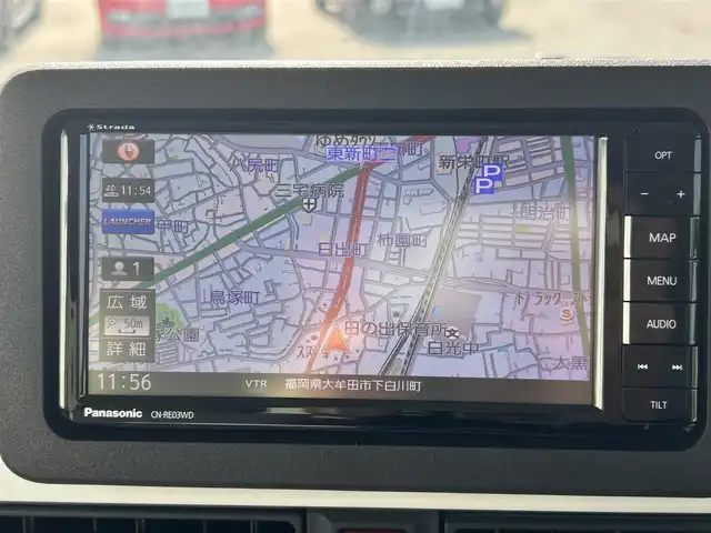 ダイハツ ムーヴ キャンバス ストライプス G 福岡県 2022(令4)年 1.4万km シャイニングホワイトパール/サンドベージュメタリック Panasonicナビ/（BT/フルセグ/DISC/AM/FM/SD/SDREC）/Bカメラ/両側パワースライドドア/LEDヘッドライト/オートライト/前席シートヒーター/ベンチシート/ホッとカップホルダー/アイドリングストップ/横滑り防止装置/コーナーセンサー/盗難防止装置/衝突被害軽減システム/ドライブレコーダー/ブレーキホールド/スマートキー/保証書/取扱説明書