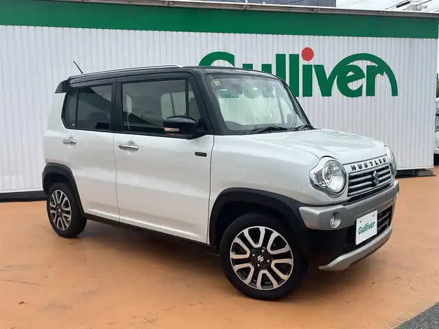 スズキ ハスラー Jスタイル Ⅲ 三重県 2018(平30)年 6.1万km パールⅡ デュアルカメラブレーキサポート/車線逸脱警報/誤発進抑制機能/HIDヘッドランプ/オートライト/HUSTLERスモークロゴ/スモークメッキフロントグリル/ブラックルーフ/ルーフレール/ルーフ同色ドアミラー/15インチ6本ツインスポークアルミホイール/革巻きステアリング/ナノイー機能付きオートエアコン/ブラウン合皮/ネイビーファブリックコンビシート/シートヒーター/ネイビーインパネ加飾