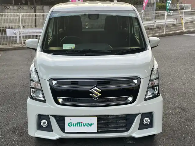 スズキ ワゴンＲ スティングレー HYBRID T 埼玉県 2017(平29)年 5.4万km ピュアホワイトP ワンオーナー/純正オプションKENWOODメモリナビ/　DTV/CD/DVD/SD/BT/USB/【SKX-S801A】/デュアルセンサーブレーキサポート/クルーズコントロール/誤発進抑制機能/車線逸脱警報機能/ふらつき警報機能/先行車発進お知らせ機能/ハイビームアシスト機能/ヘッドアップディスプレイ/前席シートヒーター/パドルシフト/LEDヘッドライト/LEDフォグランプ/オートライト/社外14インチAW/スマートキー/ETC/純正165/55-15インチAW/　サマータイヤ付き4mm山車載