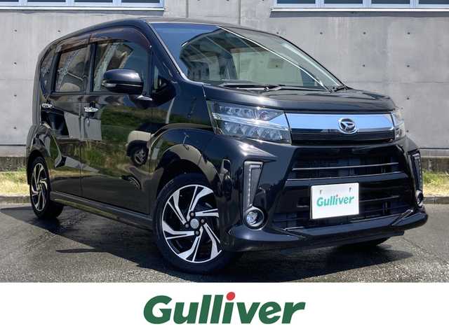ダイハツ ムーヴ カスタム RS ハイパー SAⅢ 静岡県 2018(平30)年 5.6万km ブラックマイカメタリック スマートアシスト/社外後席モニター2個/社外メモリーナビ/　　ラジオ DVD CD Bluetooth SD USB/LEDオートヘッドライト/ハーフレザーシート/シートヒーター/クリアランスソナー/純正15インチアルミホイール/アイドリングストップ/スマートキー＆プッシュスタート/ターボ/オーバーヘッドコンソール/フルセグＴＶ/バックモニター