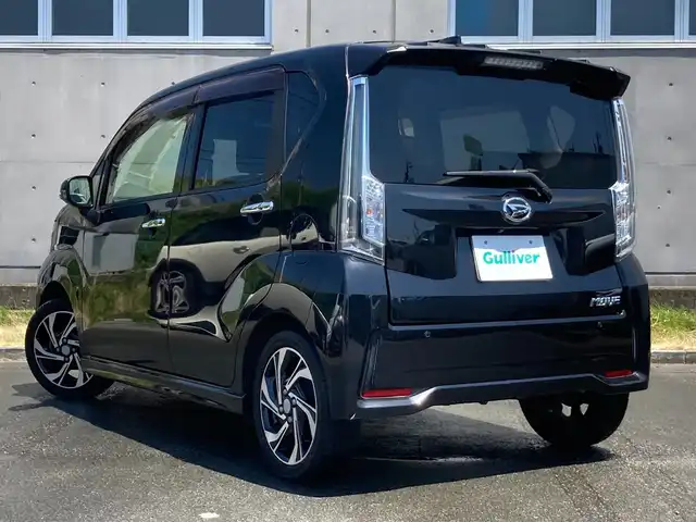 ダイハツ ムーヴ カスタム RS ハイパー SAⅢ 静岡県 2018(平30)年 5.6万km ブラックマイカメタリック スマートアシスト/社外後席モニター2個/社外メモリーナビ/　　ラジオ DVD CD Bluetooth SD USB/LEDオートヘッドライト/ハーフレザーシート/シートヒーター/クリアランスソナー/純正15インチアルミホイール/アイドリングストップ/スマートキー＆プッシュスタート/ターボ/オーバーヘッドコンソール/フルセグＴＶ/バックモニター