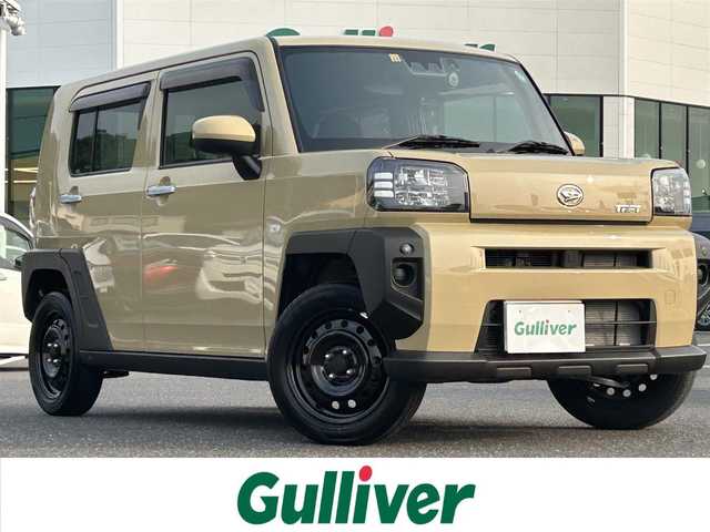 ダイハツ タフト X 島根県 2022(令4)年 1.1万km サンドベージュメタリック 登録時走行距離10950km/ワンオーナー/保証書/純正オーディオ/ガラスルーフ/衝突軽減ブレーキ/プッシュスタート/LEDヘッドライト/スマートキー/ヘッドライトレベライザー/ドライブレコーダー