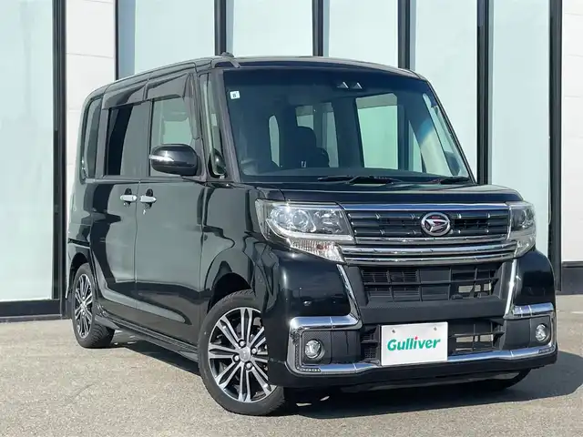 ダイハツ タント カスタム RS トップED SA Ⅲ 大阪府 2017(平29)年 2.4万km ブラックマイカメタリック 社外ナビ/   フルセグTV/CD/DVD/Bluetooth/USB　　/バックカメラ/衝突軽減ブレーキ/リアコーナーセンサー　/両側パワースライドドア　　/前方ドライブレコーダー　/純正フロアマット　/両側パワースライドドア　/シートヒーター（運転席/オートマチックハイビーム　/ハーフレザーシート　/純正１５インチアルミホイール/ＥＴＣ/LEDヘッドライト/禁煙車