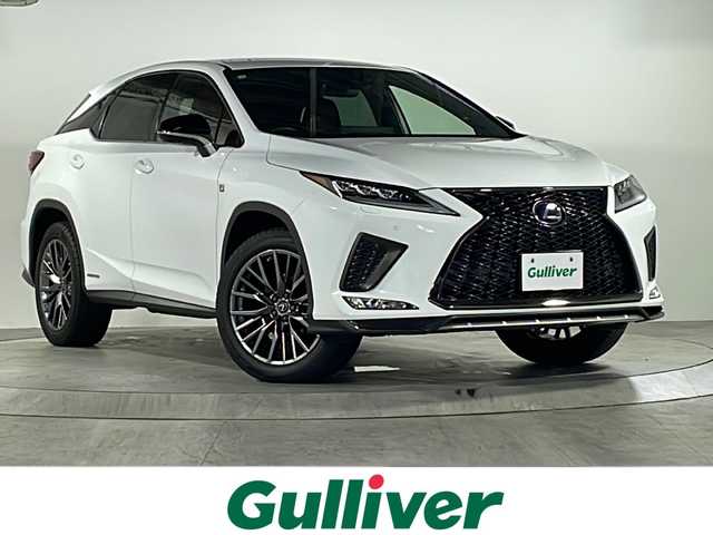 レクサス ＲＸ 450h Fスポーツ 広島県 2021(令3)年 7.2万km ホワイトノーヴァガラスフレーク 純正ナビ/Bluetooth/CD/DVD/USB/Miracast/フルセグTV/パノラミックビューモニター/ビルドインETC2.0/赤革シート/メモリーシート/パワーシート/シートヒーター/シートベンチレーション/ステアリングヒーター/ステアリングスイッチ/パドルシフト/パワーバックドア/レーダークルーズコントロール/BSM/HUD/三眼LEDオートライト/オートハイビーム/プリクラッシュセーフティー/シーケンシャルウインカー/フォグランプ/純正20インチアルミホイール/純正フロアマット/横滑り防止装置/レーンキープアシスト/スマートキー/プッシュスタート