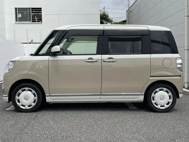 ダイハツ ムーヴ キャンバス X メイクアップ リミテッド SAⅢ 千葉県 2018(平30)年 9.4万km パールホワイトⅢ/ナチュラルベージュマイカメタリック 2トーン (株)IDOMが運営する【じしゃロン八千代店】の自社ローン対象車両になります。こちらは現金またはオートローンご利用時の価格です。自社ローンご希望の方は別途その旨お申付け下さい/純正ナビ（CD・DVD・BT接続可）/フルセグテレビ/アラウンドビューモニター/ETC/スマートアシスト３/両側パワースライドドア