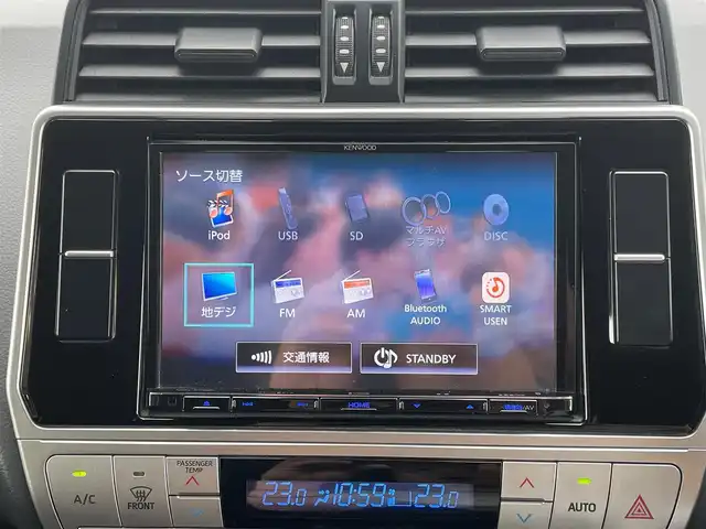 トヨタ ランドクルーザー プラド TX 愛知県 2019(平31)年 7.3万km ホワイトパールクリスタルシャイン /当店買取/禁煙/1オーナー/ディーゼル/ターボ/7人乗//社外ナビMDV-S706L//フルセグTV/CD/DVD/SD/ Bluetooth/USB/ipod//バックカメラ//PCS/LDA/レーダークルーズコントロール//カーテンエアバック//LEDヘッド/Aライト/AHB/LEDフォグ//ドラレコ/ETC//保証書/取説/スペアキー