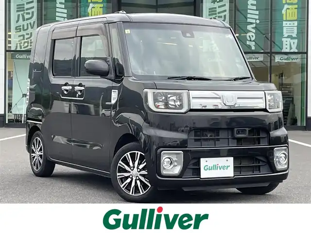 ダイハツ ウェイク G ターボ SA Ⅱ 岡山県 2016(平28)年 6.9万km ブラックマイカメタリック 登録時走行距離68414km/社外7インチナビ/フルセグTV(AM.FM.CD.DVD.TV.BT)/両側パワースライドドア/クリアランスソナー/衝突軽減ブレーキ/横滑り防止装置/オートライト/アイドリングストップ/14インチ純正AW/純正フロアマット