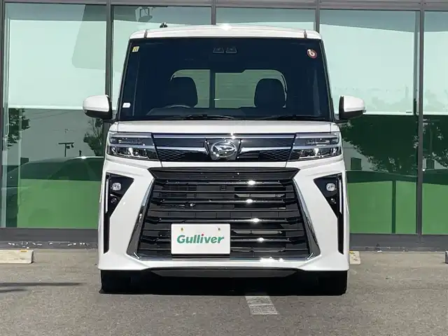 ダイハツ タント カスタム X 和歌山県 2023(令5)年 0.1千km シャイニングホワイトパール 純正7インチナビ（NSZN-W64T）/バックカメラ/フルセグTV/衝突軽減ブレーキ/レーンキープアシスト/前後コーナーセンサー/オートライト/両側パワスラ/シートヒーター/LEDヘッドライト/フォグランプ/電動パーキング/オートホールド/ステリモ/プッシュスタート