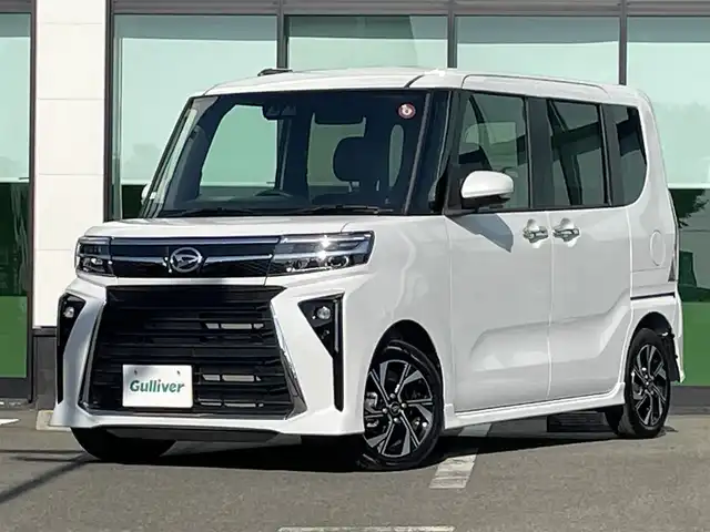 ダイハツ タント カスタム X 和歌山県 2023(令5)年 0.1千km シャイニングホワイトパール 純正7インチナビ（NSZN-W64T）/バックカメラ/フルセグTV/衝突軽減ブレーキ/レーンキープアシスト/前後コーナーセンサー/オートライト/両側パワスラ/シートヒーター/LEDヘッドライト/フォグランプ/電動パーキング/オートホールド/ステリモ/プッシュスタート