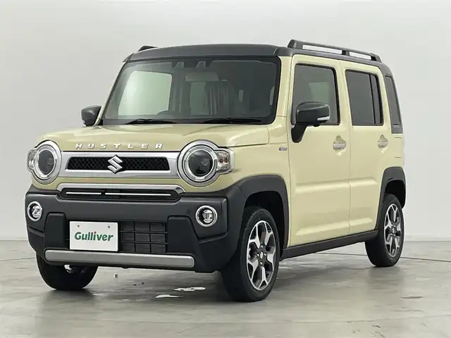 スズキ ハスラー Jスタイル Ⅱ 群馬県 2023(令5)年 0.1万km未満 シフォンアイボリーメタリック/ガンメタリック2トーン 2トーンカラー/全方位モニター付9インチメモリーナビゲーション/・AM/FM/CD/DVD/BT/フルセグTV/＝＝＝＝＝＝＝＝＝＝＝＝＝＝＝＝/デュアルセンサーブレーキサポート/誤発進抑制機能/後方誤発進抑制機能/車線逸脱警報/車線逸脱抑制機能/ふらつき警報機能/先行車発進お知らせ/アダプティブクルーズコントロール/標識認識機能/ハイビームアシスト/アイドリングストップ/前席シートヒーター/LEDヘッドライト/スマートキー/プッシュスタート