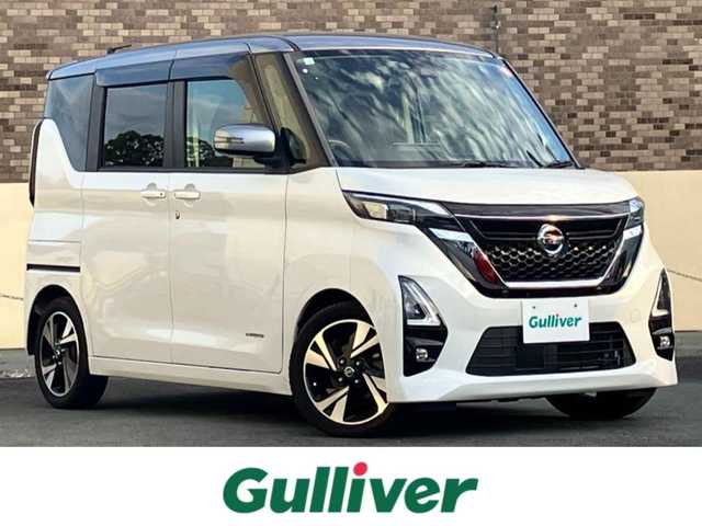 日産 ルークス HWS Gターボ プロパイロットED 静岡県 2021(令3)年 5.6万km チタニウムグレーM/シルキーホワイト 純正9インチナビ（CD/DVD/BT/フルセグ）/全方位カメラ/プロパイロット/純正ドライブレコーダー/純正ETC2.0/エンジンスタートボタン/保証書/取扱説明書/記録簿/パワーステアリング/パワーウィンドウ/アイドリングストップ/スマートキー/スペアキー1本/レーダークルーズコントロール/オートエアコン/USB入力端子/純正ETC2.0/純正ドライブレコーダー/純正フロアマット/ベンチシート/布シート/両側パワースライドドア/純正アルミホイール/ABS/横滑り防止装置/コーナーセンサー前後/レーンキープアシスト/オートライト/LEDヘッドライト/W+サイドエアバッグ/衝突軽減システム