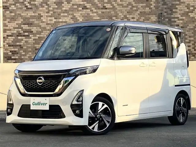 日産 ルークス HWS Gターボ プロパイロットED 静岡県 2021(令3)年 5.6万km チタニウムグレーM/シルキーホワイト 純正9インチナビ（CD/DVD/BT/フルセグ）/全方位カメラ/プロパイロット/純正ドライブレコーダー/純正ETC2.0/エンジンスタートボタン/保証書/取扱説明書/記録簿/パワーステアリング/パワーウィンドウ/アイドリングストップ/スマートキー/スペアキー1本/レーダークルーズコントロール/オートエアコン/USB入力端子/純正ETC2.0/純正ドライブレコーダー/純正フロアマット/ベンチシート/布シート/両側パワースライドドア/純正アルミホイール/ABS/横滑り防止装置/コーナーセンサー前後/レーンキープアシスト/オートライト/LEDヘッドライト/W+サイドエアバッグ/衝突軽減システム