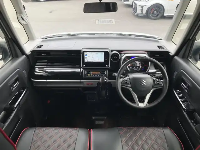 スズキ スペーシア カスタム HYBRID XS ターボ 静岡県 2018(平30)年 8.9万km ピュアホワイトP デュアルセンサーブレーキサポート/純正メモリーナビ(CN-RZ765W)/　AM FM CD DVD Bluetooth USB SD/ビルトインETC/前後方ドライブレコーダー/LEDオートヘッドランプ/レーダークルーズコントロール/シートヒーター(運転席)/両側パワースライドドア/リアクリアランスソナー/レザー調シートカバー/純正15インチアルミホイール/リアロールサンシェード/パドルシフト/フルセグTV/バックモニター