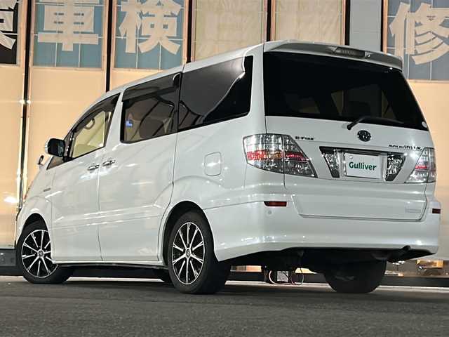 トヨタ アルファードハイブリット Gエディション 山形県 2007(平19)年 8.3万km ホワイトパールクリスタルシャイン 4WD/禁煙車/クルーズコントロール/横滑り防止装置/前後コーナーセンサー/福祉車両/両側パワースライドドア/電動リアゲート/純正ナビ/バックカメラ/オートライト/フォグランプ/前後ドライブレコーダー/ステアリングスイッチ/ETC/社外AW/純正フロアマット/電動格納ウィンカーミラー/スマートキー×2/ドアバイザー