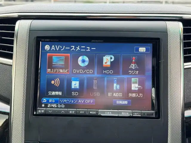 トヨタ アルファードハイブリット SR 滋賀県 2012(平24)年 13.5万km ホワイトパールクリスタルシャイン ワンオーナー/アルパイン8インチフルセグナビ/　フルセグ Bluetooth CD DVD HDD/バックカメラ/アルパインフリップダウンモニター/サンルーフ/パワーバックドア/両側パワースライドドア/KENSTYLEエアロ/WORK20インチアルミ/Clazzio革調シートカバー/クルーズコントロール/クリアランスソナー/ビルトインETC/フロアマット/ドアバイザー/スマートキー×2/プッシュスタート