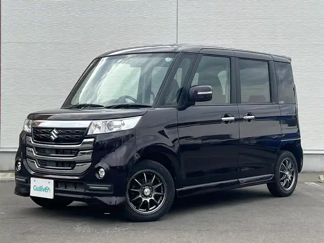 スズキ スペーシア カスタム Z ターボ 秋田県 2017(平29)年 6.5万km ムーンライトバイオレットPM 純正ナビ/LEDヘッドライト/ターボ/４WD/フルセグ/スマートキー/片側パワスラ/社外アルミ/前席シートヒーター/アイドリングストップ/プッシュスタート/パドルシフト/クルーズコントロール/ステアリングスイッチ/オートライト/オートエアコン/パワーステアリング/パワーウィンドウ/横滑り防止/盗難防止装置/電動格納ウィンカーミラー/保証書/取扱説明書/記録簿