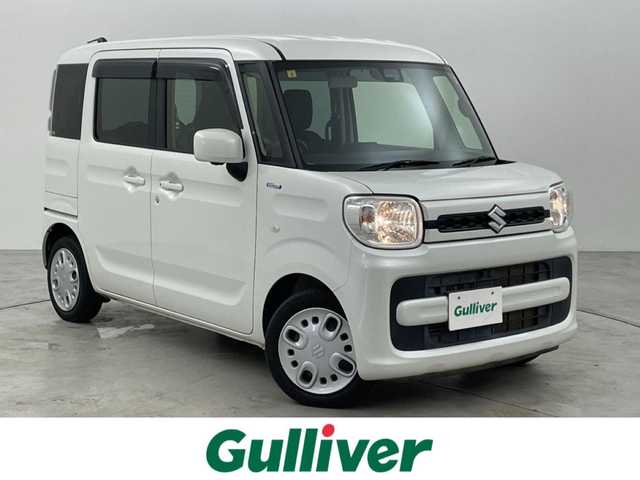 スズキ スペーシア HYBRID G 福岡県 2020(令2)年 3.1万km ピュアホワイトP 純正ナビ（ＢＴ，フルセグＴＶ）　/全方位カメラ　/スズキセーフティサポート　/衝突被害軽減ブレーキ　/レーンキープ　/横滑り防止装置　/アイドリングストップ　/アクセル踏み間違い防止　/ＨＵＤ　/ステアリングリモコン
