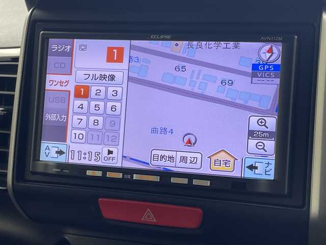 ホンダ Ｎ ＢＯＸ カスタム G ターボパッケージ 岐阜県 2013(平25)年 6.1万km クリスタルブラックパール 社外ナビ(AVN112M)/AM/FM/CD/ワンセグTV/両側パワースライドドア/クルーズコントロール/純正フロアマット/純正ドアバイザー/純正15インチアルミホイール/スペアキー/スマートキー/ハロゲンライト/フォグランプ