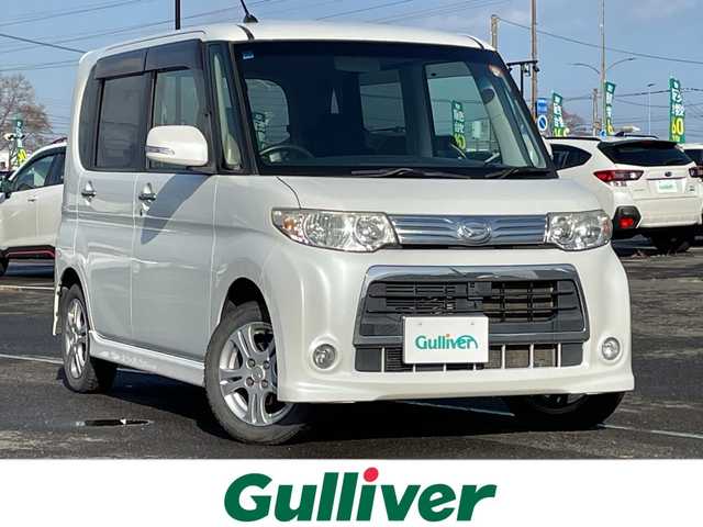 ダイハツ タント カスタム L 道央・札幌 2012(平24)年 7.8万km パールホワイトⅢ ４WD/ワンオーナー/純正SDナビ/AM/FM/BT/SD/CD/DVD/フルセグ/ETC/アイドリングストップ/片側スライドドア/スマートキー/キセノンヘッドライト/フォグランプ/電動格納ミラー/ウィンカーミラー/純正フロアマット/ドアバイザー/スペアキー/純正AW付夏タイヤ積込/155/65/R14/2016年/山4mm