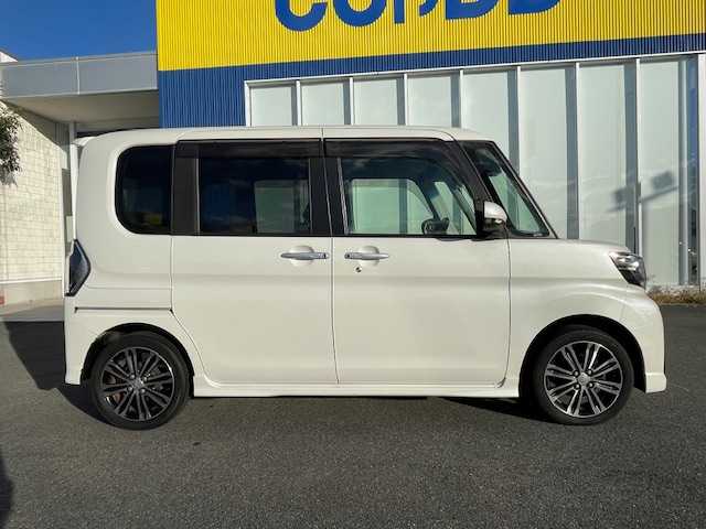 ダイハツ タント カスタム RS トップED SA Ⅲ 福島県 2018(平30)年 9.5万km パールホワイトⅢ (株)IDOMが運営する【じしゃロンいわき店】の自社ローン対象車両になります。こちらは現金ご利用時の価格です。自社ローンご希望の方は別途その旨お申付け下さい。//登録時94816km/LEDヘッドライト/純正フォグ/純正アルミ15インチ/純正ナビ・TV/　CD/DVD/BT/フルセグ/バックカメラ/両側パワースライドドア/ハーフレザーシート/運転席シートヒーター/ミラーウィンカー/ETC/スマートキー
