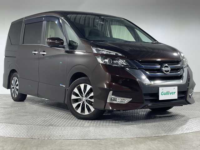 日産 セレナ ハイウェイスター Vセレクション 神奈川県 2017(平29)年 6.5万km インペリアルアンバーP 純正９インチナビ（MM517D-L）/(CD/DVD/BD/BT/フルセグ)/アラウンドビューモニター/純正フリップダウンモニター　/両側パワースライドドア　/ビルトインＥＴＣ　/純正アルミホイール/アイドリングストップ　/スマートキー　/オートライト　/ＬＥＤヘッドライト　/社外前方ドライブレコーダー　/純正１６インチAW/シートリフター/ドアバイザー/社外フロアマット/Wエアバッグ/ABS