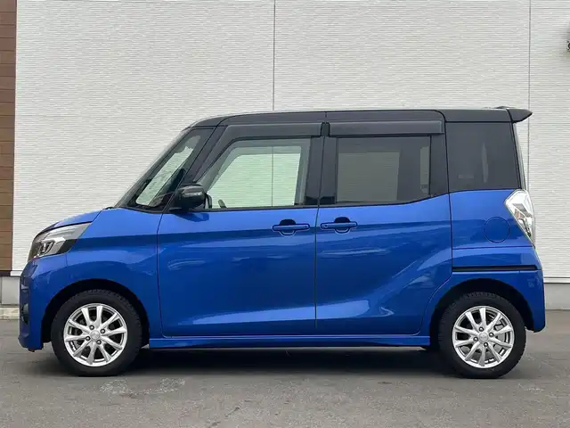 三菱 ｅＫスペース カスタムT セーフティプラスED 秋田県 2018(平30)年 4.2万km ライトニングブルーマイカ 4WD/ターボ/純正メモリナビ/　【フルセグ/CD/DVD/USB/SD/BT/MSV】/バックカメラ・全周囲カメラ/純正エンジンスターター/装着：社外AWスタッドレスタイヤ 155/65/R14/車載：純正AWサマータイヤ 　　　165/55/R15/ステアリングスイッチ/クルーズコントロール/運転席シートヒーター/両側パワースライドドア/LEDヘッドライト（AUTO機能付き）・フォグランプ/オートマチックハイビーム/アイドリングストップ/衝突軽減システム/横滑り防止機能/レーンキープアシスト/パーキングアシスト/コーナーセンサー/リアサーキュレーター/リアサンシェード/純正フロアマット/純正ドアバイザー