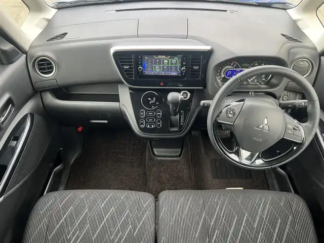 三菱 ｅＫスペース カスタムT セーフティプラスED 秋田県 2018(平30)年 4.2万km ライトニングブルーマイカ 4WD/ターボ/純正メモリナビ/　【フルセグ/CD/DVD/USB/SD/BT/MSV】/バックカメラ・全周囲カメラ/純正エンジンスターター/装着：社外AWスタッドレスタイヤ 155/65/R14/車載：純正AWサマータイヤ 　　　165/55/R15/ステアリングスイッチ/クルーズコントロール/運転席シートヒーター/両側パワースライドドア/LEDヘッドライト（AUTO機能付き）・フォグランプ/オートマチックハイビーム/アイドリングストップ/衝突軽減システム/横滑り防止機能/レーンキープアシスト/パーキングアシスト/コーナーセンサー/リアサーキュレーター/リアサンシェード/純正フロアマット/純正ドアバイザー