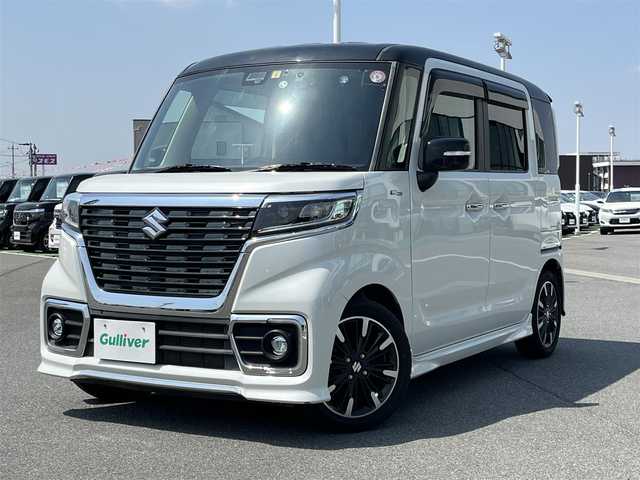 スズキ スペーシア カスタム HYBRID XS ターボ 奈良県 2018(平30)年 5.8万km ピュアホワイトパール/ブラック2トーン 社外SDナビ　/フルセグ　/DVD再生　/Bluetooth　/バックカメラ　/ドライブレコーダー　/クルーズコントロール　/両側パワースライドドア　/ハーフレザーシート/社外フロアマット　/D席シートヒーター　/純正アルミホイール/オートLEDライト/衝突被害軽減ブレーキ/横滑り防止装置/車線逸脱警報/スペアキー1本/取扱説明書/保証書