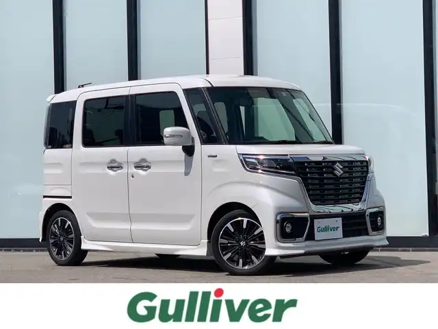 スズキ スペーシア カスタム HYBRID XS ターボ 大阪府 2018(平30)年 5.2万km ピュアホワイトP 社外ナビ/  フルセグTV/CD/DVD/Bluetooth/衝突軽減/バックモニター/シートヒーター/スマートルームミラー/両側パワースライドドア/パドルシフト/前後ドライブレコーダー/プッシュスタート/スマートキー/ハーフレザー/ＥＴＣ