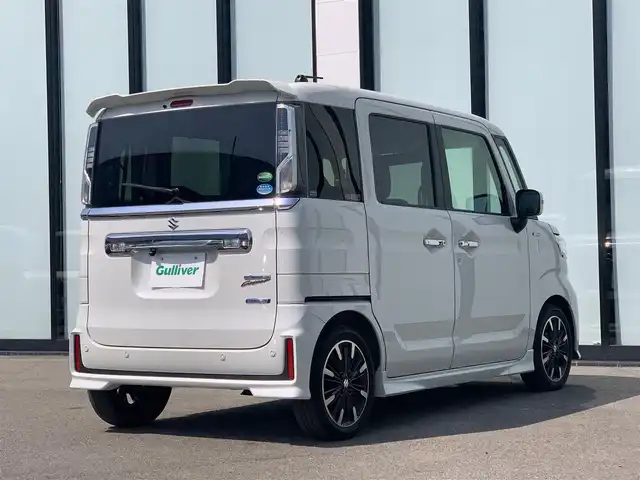 スズキ スペーシア カスタム HYBRID XS ターボ 大阪府 2018(平30)年 5.2万km ピュアホワイトP 社外ナビ/  フルセグTV/CD/DVD/Bluetooth/衝突軽減/バックモニター/シートヒーター/スマートルームミラー/両側パワースライドドア/パドルシフト/前後ドライブレコーダー/プッシュスタート/スマートキー/ハーフレザー/ＥＴＣ
