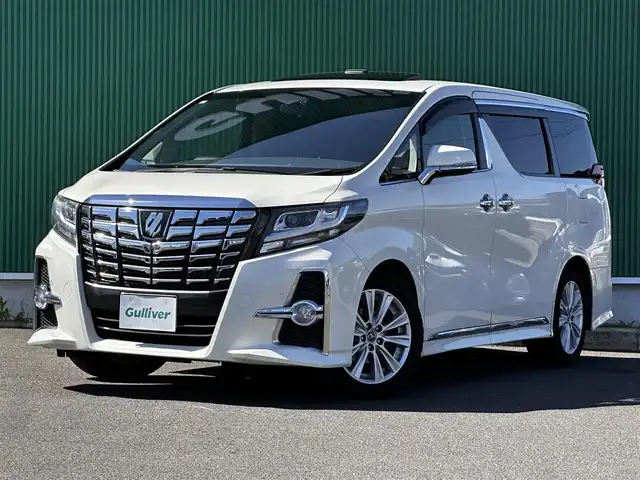 トヨタ アルファード S 宮城県 2017(平29)年 7.5万km ラグジュアリーホワイトパールクリスタルシャインガラスフレーク TコネクトSDナビゲーション/・JBLプレミアムサウンドシステム/・9.2インチワイドタッチディスプレイ/・Tコネクト/・地デジTV/・Blu-ray/・CD/DVD/・17スピーカー/・パノラミックビューモニター/・レーダークルーズコントロール/・インテリジェントクリアランスソナー/・プリクラッシュセーフティシステム/12.1インチリアエンターテイメントシステム/ツインムーンルーフ/＝＝＝/片側電動スライドドア/ビルトインETC/横滑り防止装置/オートエアコン/電動パーキング/オートホールド/LEDヘッドライト/フォグライト/プッシュスタート/純正18インチアルミホイール/電動格納ウィンカーミラー/純正マット/バイザー