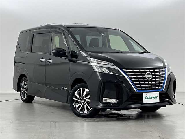 日産 セレナ e－パワー ハイウェイスター V 茨城県 2021(令3)年 2.6万km ダイヤモンドブラック プロパイロット　/・即方支援/・後方支援/・速度標識表示/・道路標識表示/・ふらつき警報/・レーダークルーズコントロール/ＳＤナビゲーション　/【AM/FM/DVD/CD/Bluetooth/フルセグTV/IPOD】/型番：MDV-S708W/アラウンドビューモニター　/エマージェンシーブレーキ　/ＥＴＣ　/両側パワースライドドア　/ハンズフリースライドドア　/デジタルインナーミラー　/社外レーダー　/プッシュスタート/スマートキー/LEDライト/オートライト/フォグライト/ブラインドスポッドモニター/純正フロアマット/ドアバイザー