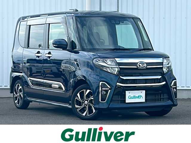 ダイハツ タント カスタム X スタイルセレクション 愛媛県 2021(令3)年 2.8万km レーザーブルークリスタルシャイン 社外SDナビ/ETC/両側パワースライドドア/純正ドライブレコーダー前のみ/純正フロアマット/純正１４インチAW/コーナーセンサー前後/ハーフレザー/前席シートヒーター/Bluetooth/スマートキー/スペアキー/レーンキープアシスト/オートLEDヘッドライト/横滑り防止/衝突被害軽減システム/アイドリングストップ/プッシュスタート