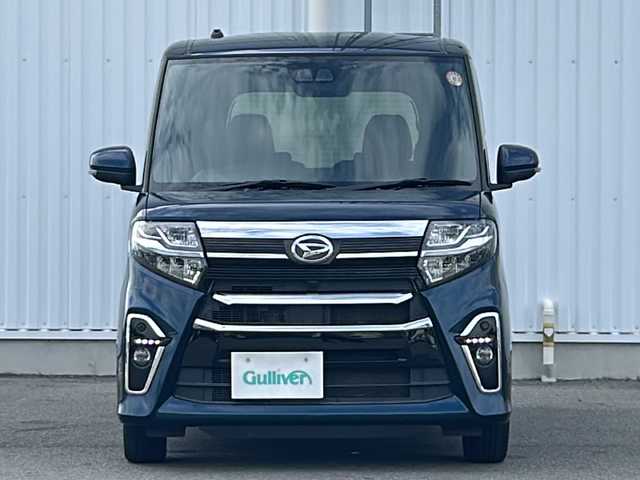 ダイハツ タント カスタム X スタイルセレクション 愛媛県 2021(令3)年 2.8万km レーザーブルークリスタルシャイン 社外SDナビ/ETC/両側パワースライドドア/純正ドライブレコーダー前のみ/純正フロアマット/純正１４インチAW/コーナーセンサー前後/ハーフレザー/前席シートヒーター/Bluetooth/スマートキー/スペアキー/レーンキープアシスト/オートLEDヘッドライト/横滑り防止/衝突被害軽減システム/アイドリングストップ/プッシュスタート