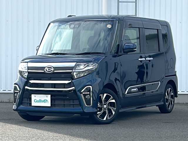 ダイハツ タント カスタム X スタイルセレクション 愛媛県 2021(令3)年 2.8万km レーザーブルークリスタルシャイン 社外SDナビ/ETC/両側パワースライドドア/純正ドライブレコーダー前のみ/純正フロアマット/純正１４インチAW/コーナーセンサー前後/ハーフレザー/前席シートヒーター/Bluetooth/スマートキー/スペアキー/レーンキープアシスト/オートLEDヘッドライト/横滑り防止/衝突被害軽減システム/アイドリングストップ/プッシュスタート