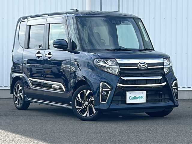 ダイハツ タント カスタム X スタイルセレクション 愛媛県 2021(令3)年 2.8万km レーザーブルークリスタルシャイン 社外SDナビ/ETC/両側パワースライドドア/純正ドライブレコーダー前のみ/純正フロアマット/純正１４インチAW/コーナーセンサー前後/ハーフレザー/前席シートヒーター/Bluetooth/スマートキー/スペアキー/レーンキープアシスト/オートLEDヘッドライト/横滑り防止/衝突被害軽減システム/アイドリングストップ/プッシュスタート