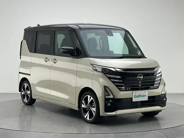 日産 ルークス HWS Gターボ プロパイロットED 兵庫県 2025(令7)年 0.1千km ベージュⅡ 純正ディスプレイオーディオ/（BT、HDMI、カープレイ）/全方位カメラ/デジタルインナーミラー/両側パワースライドドア/プロパイロット/電子パーキング/ブレーキホールド/オートライト/LEDヘッドライト/純正フロアマット/ターボ過給機/純正アルミホイール/前後コーナーセンサー/レザーシート