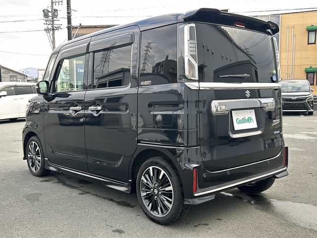 スズキ スペーシア カスタム HYBRID XS 三重県 2018(平30)年 5万km ブルーイッシュブラックパール3 両側パワースライド　/禁煙車　/衝突軽減ブレーキ　/スペアキー　/シートヒーター　/ハーフレザー　/ビルドインＥＴＣ　/ステアリングスイッチ　/サーキュレーター　/純正フロアマット　/純正アルミホイール