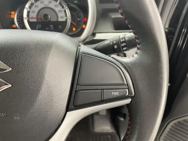 スズキ スペーシア カスタム HYBRID XS 滋賀県 2018(平30)年 5万km ブルーイッシュブラックパール3 禁煙車　/社外7インチナビ/・TV・CD・AM・FM/ETC/両側パワースライド　/衝突軽減ブレーキ　/スペアキー　/シートヒーター　/ハーフレザー　/ビルドインＥＴＣ　/ステアリングスイッチ　/サーキュレーター　/純正フロアマット　/純正アルミホイール/革巻きステアリング/ステアリングスイッチ