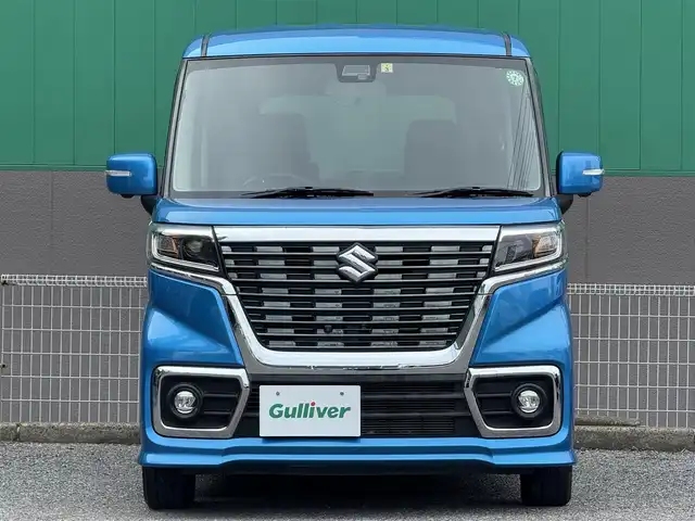 スズキ スペーシア カスタム HYBRID GS 千葉県 2018(平30)年 2.7万km ブリスクブルーM 純正ナビ（CD/DVD/Bluetooth）/スズキセーフティサポート/・デュアルセンサーブレーキサポート/・誤発進抑制機能/・車線逸脱警報/・ふらつき警報/・先行車発進お知らせ機能/・標識認識機能/・後退時ブレーキサポート/・後方誤発進抑制機能/・リヤパーキングセンサー/プッシュスタート/アイドリングストップ/フォグランプ/リヤ席サイドサンシェード/ヘッドアップディスプレイ