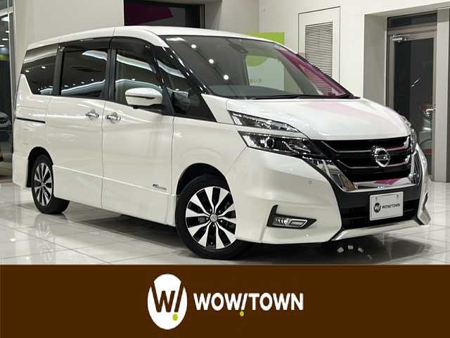 日産 セレナ ハイウェイスター 埼玉県 2017(平29)年 6.3万km ブリリアントホワイトパール エマージェンシーブレーキ/フリップダウンモニター/純正9インチナビ/　　CD/DVD/BT/フルセグ/アラウンドビューモニター/両側パワースライドドア/クルーズコントロール/LEDオートライト/純正16インチアルミホイール/ステアリングスイッチ/USBポート/ビルトインETC/禁煙車